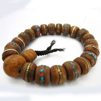 9GreenBox - Bone Mala With Turquoise and Coral Stones Bracelet - 9GreenBox