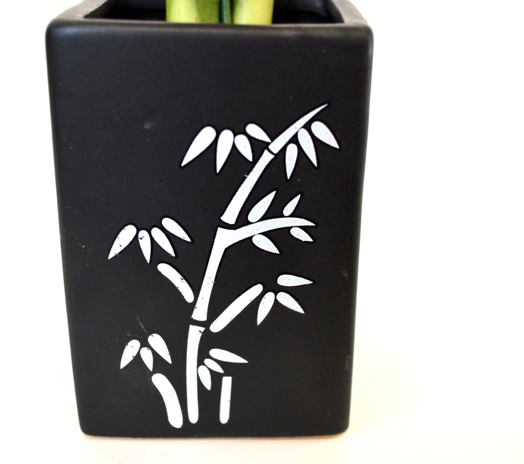 9GreenBox - Lucky Bamboo Spiral Style with Silk Flowers and Black Ceramic Vase - 9GreenBox