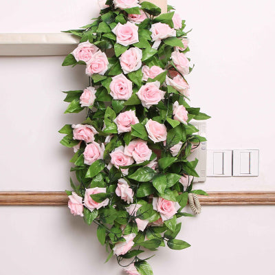 Home Decoration Wedding Silk Rose 2.4m Hanging Flower Garland - 9GreenBox