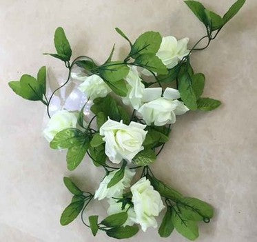 Home Decoration Wedding Silk Rose 2.4m Hanging Flower Garland - 9GreenBox