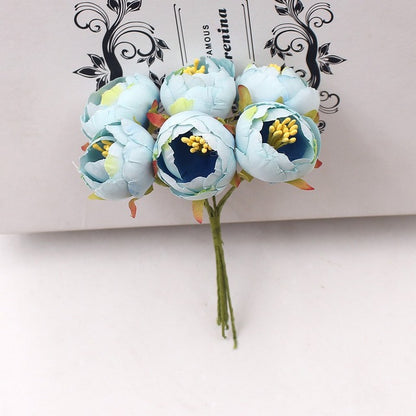 6Pcs Mini Tea Rose Bud Artificial Flower - 9GreenBox