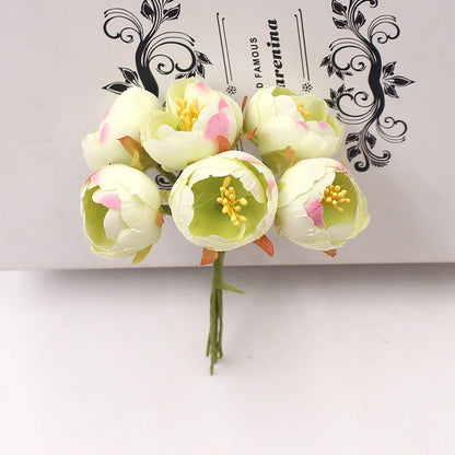 6Pcs Mini Tea Rose Bud Artificial Flower - 9GreenBox