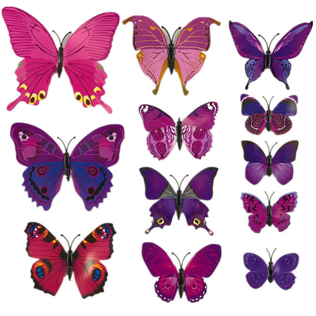 12pcs 3D PVC Magnet Butterflies Wall Stickers - 9GreenBox